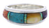 Genuine Sterling Silver Multicolor Inlay Ring Size 6-3/4 ZX35477